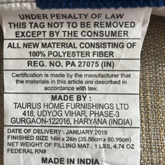 Threshold Blue White Pillow, NWT - Picture 7 of 8